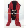 fashion jersey scarf with metal pendant